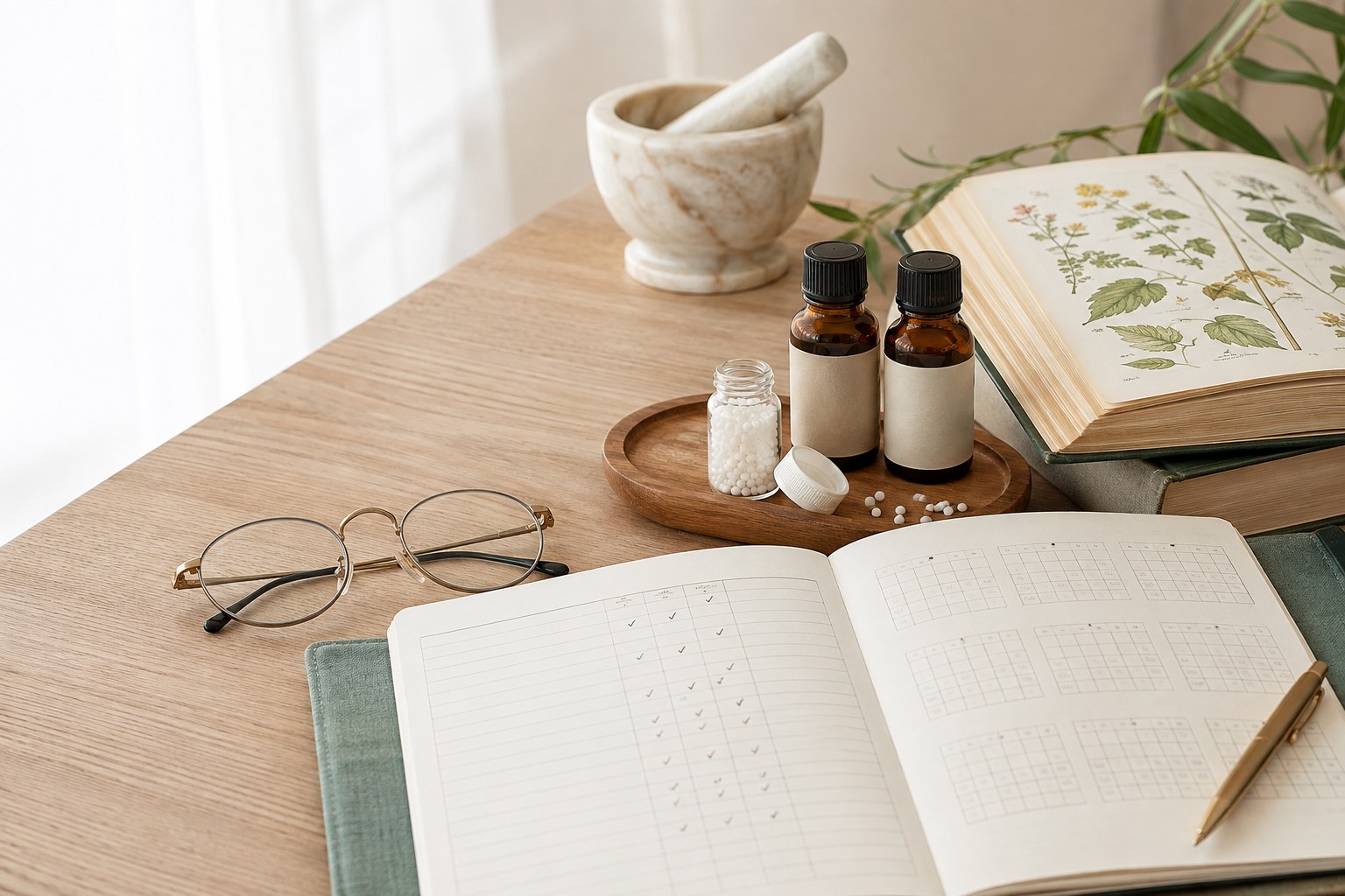 Chronic Consultation medical literature and amber bottles